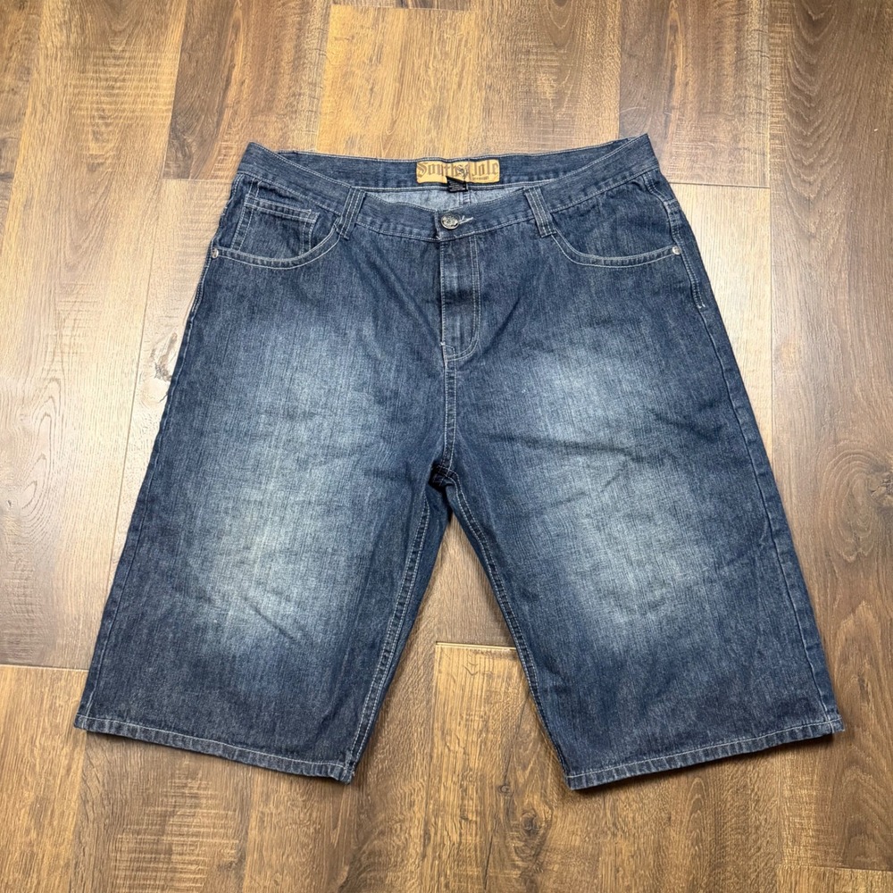 South Pole Premium Baggy Denim Shorts Mens 42 Fits 40 Dark Wash Y2K Embroidered